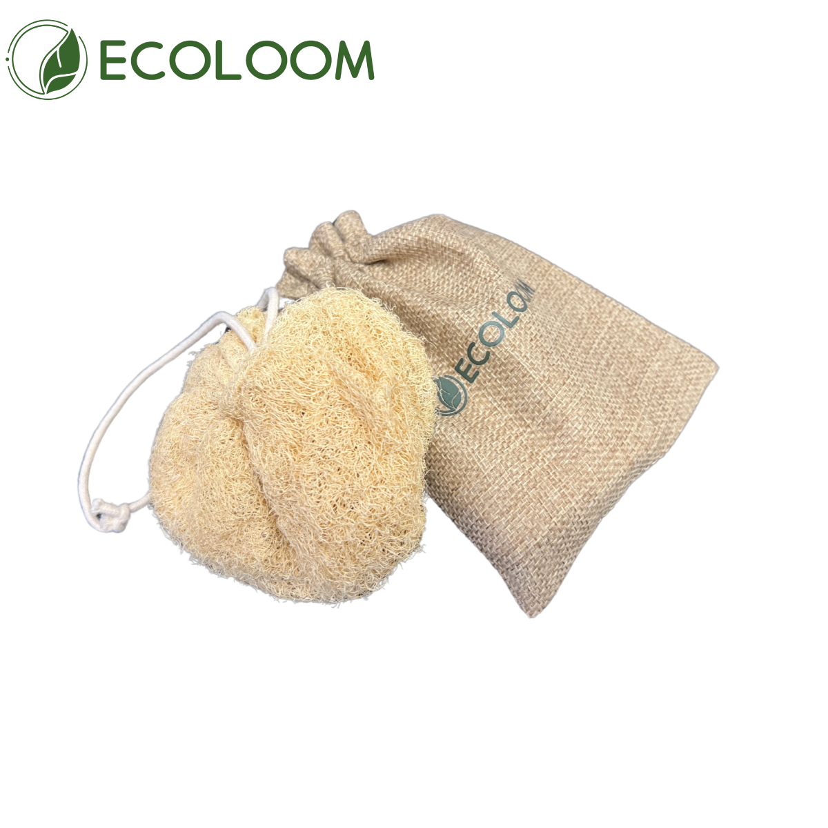 Ecoloom natural loofah bath ball with eco gift bag – biodegradable shower sponge set